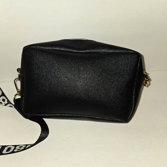 Square Mini Black Crossbody Bag with Logo Strap NEW - Picture 5 of 10
